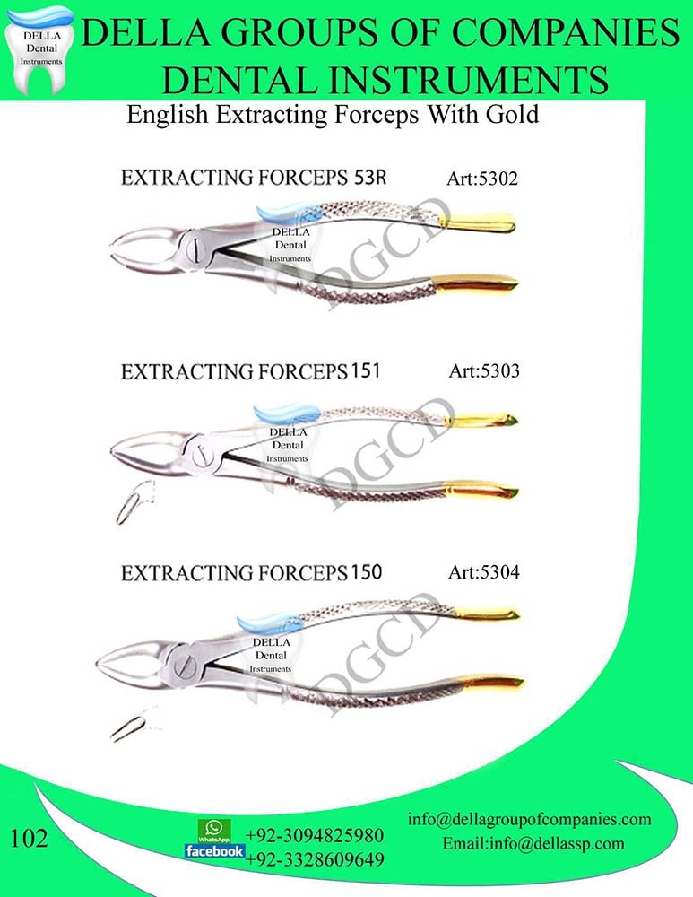 English Extracting Forceps with Gold